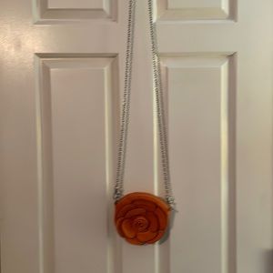 Small Orange flower leather crossbody